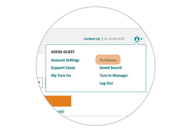 ADESA.ca My Account menu
